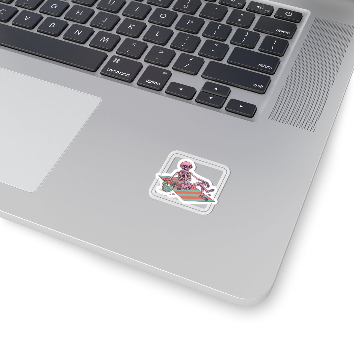 Relaxing Skeleton Sticker | Retro Beach Goth, Pastel Skull Vinyl