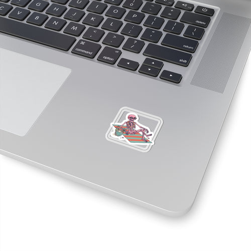Relaxing Skeleton Sticker | Retro Beach Goth, Pastel Skull Vinyl