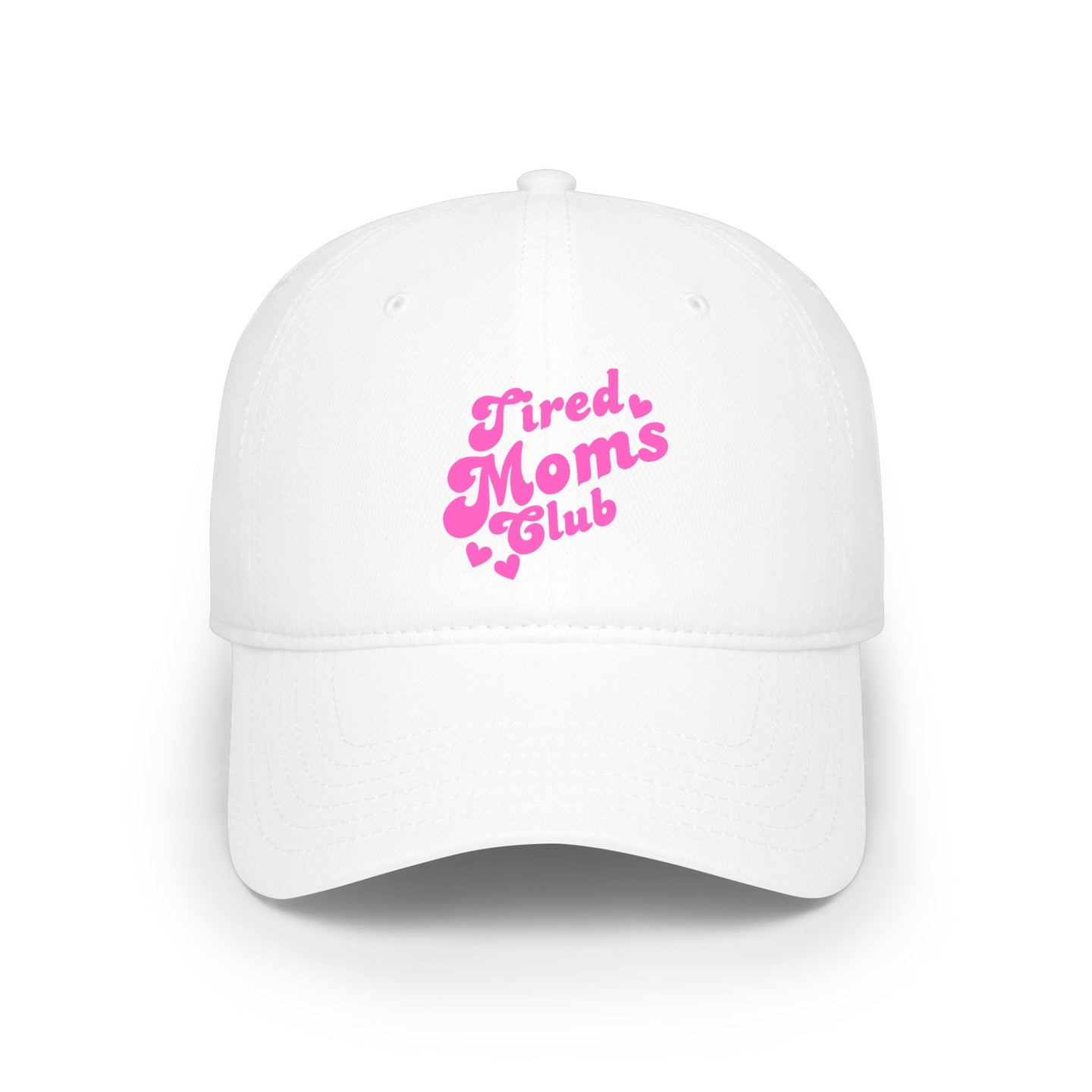 Tired Moms Club Baseball Cap — Cute Pink Script Hat for Busy Moms