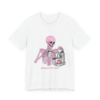 Espresso or Death Tee — Pink Skeleton Coffee Shirt