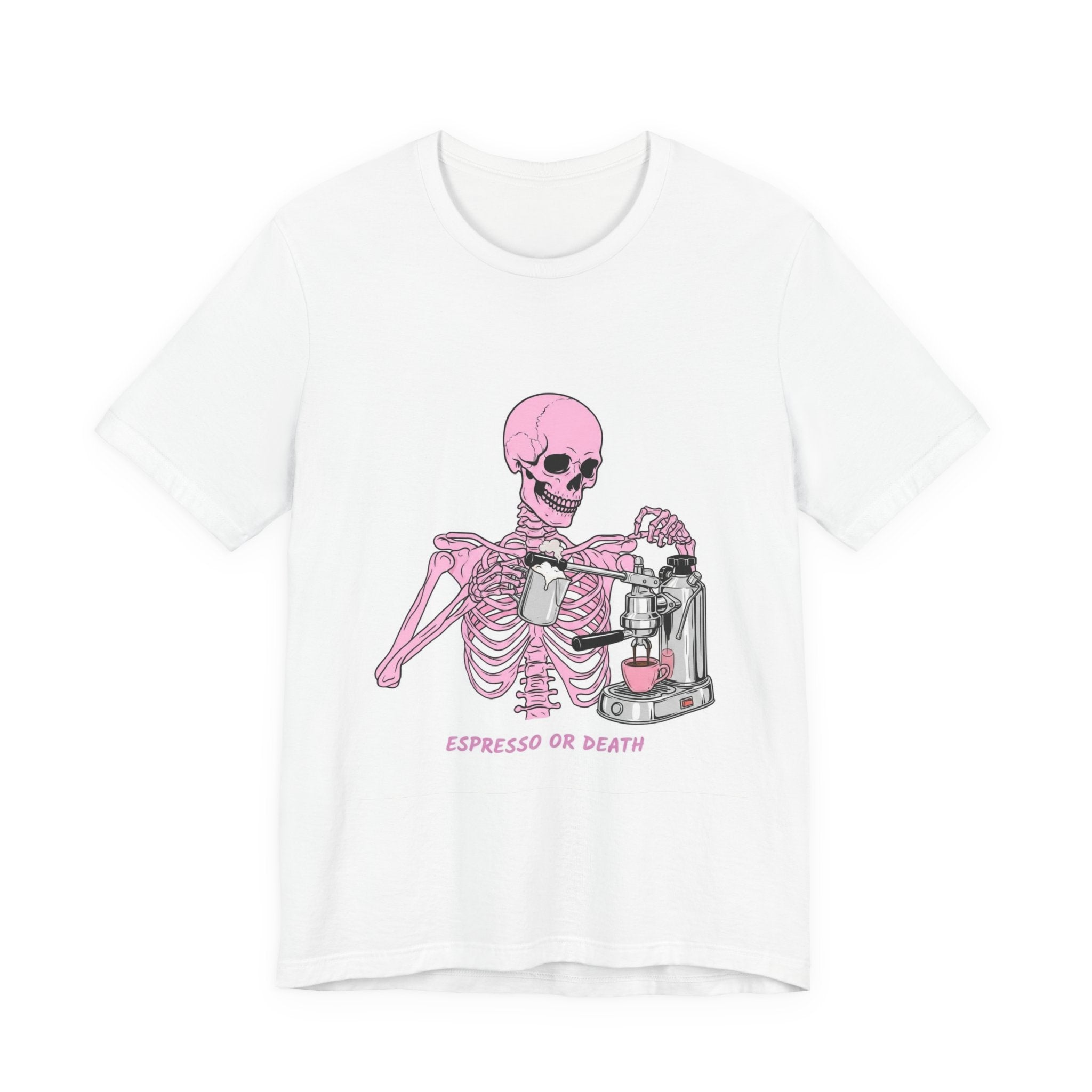 Espresso or Death Tee — Pink Skeleton Coffee Shirt
