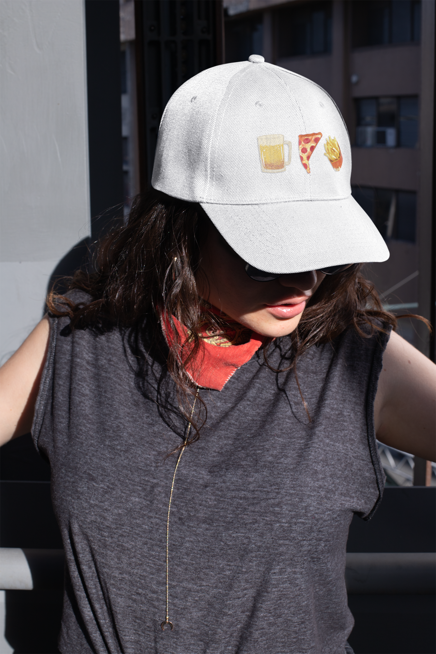Beer, Pizza & Fries Baseball Cap — Casual Food Lover Dad Hat