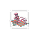 Relaxing Skeleton Sticker | Retro Beach Goth, Pastel Skull Vinyl