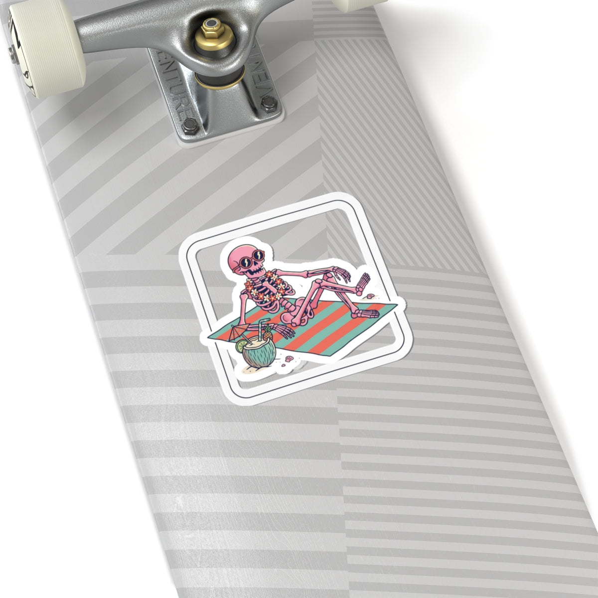 Relaxing Skeleton Sticker | Retro Beach Goth, Pastel Skull Vinyl