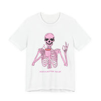 Skeleton 'Death Before Decaf' Tee — Pink Coffee Gothic T-Shirt